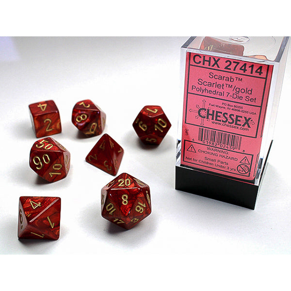 7-Die Set Scarab: Scarlet/Gold