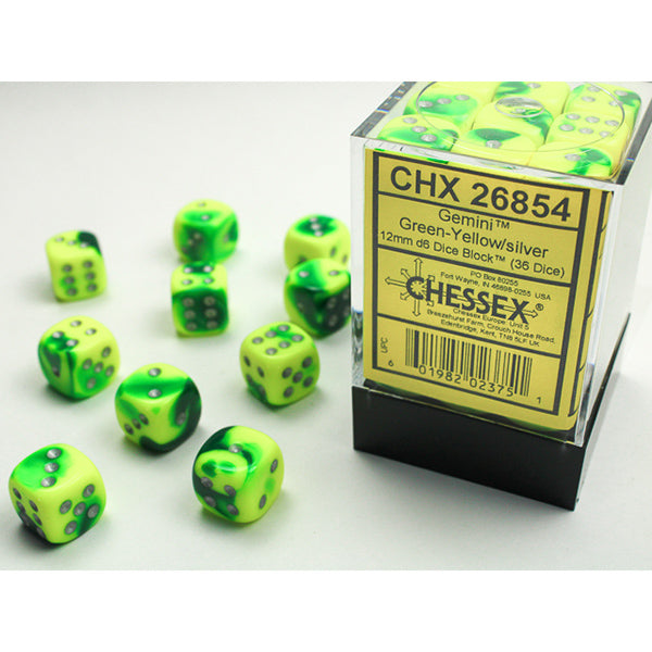 12mm 36d6 Gemini: Green-Yellow/Silver
