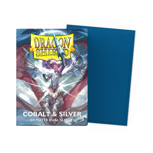 Dragon Shield  Sleeves: Standard DUAL- Matte  Cobalt/Silver (100 ct.)