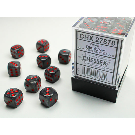 12mm 36d6 Velvet: Black/Red