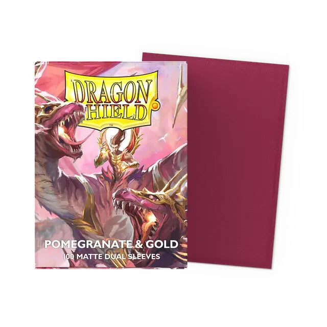 Dragon Shield  Sleeves: Standard DUAL- Matte  Pomegranate/Gold (100 ct.)